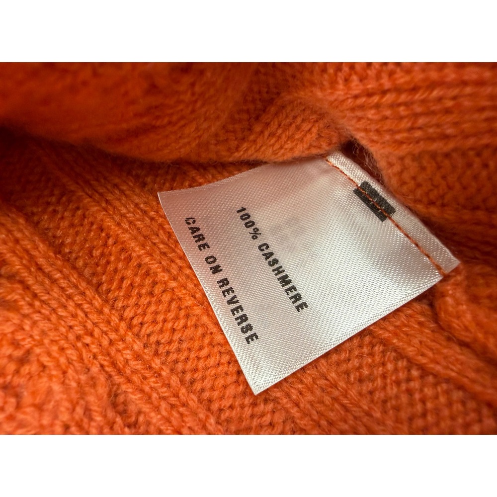 St. John Cardigan Cashmere Small Orange Cable Knit Cropped Collared Sweater - Picture 4 of 8
